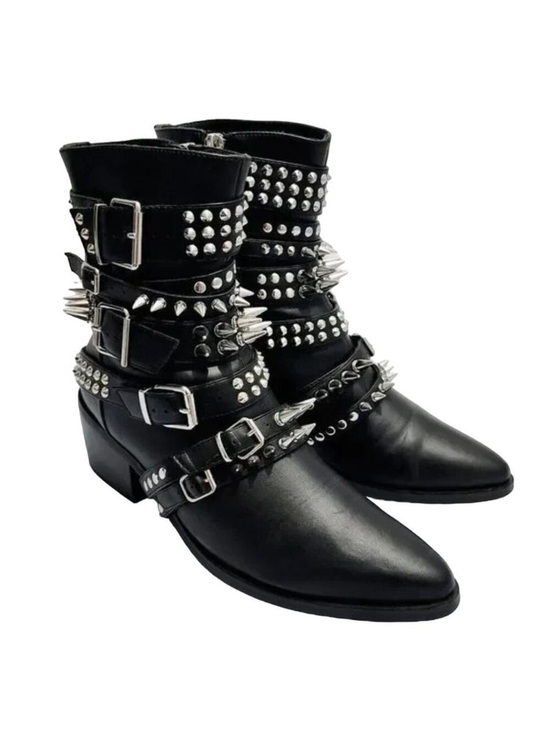 Current Mood x Dolls Kill Studded Boots Black Silver 9